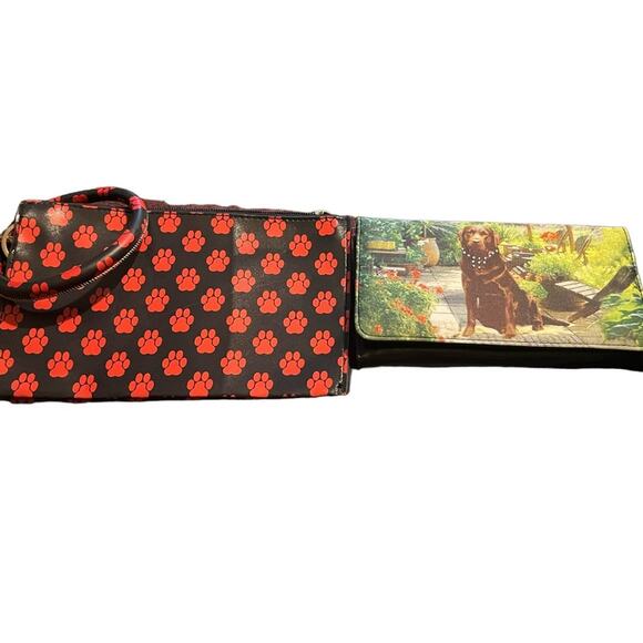 Doggy Bundle-Two Wallets and Red Crystal Paw Earrings - Picture 1 of 7